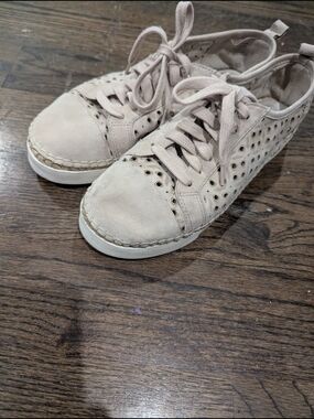 Vince Camuto Perforated Lace-Up Sneakers - Beige